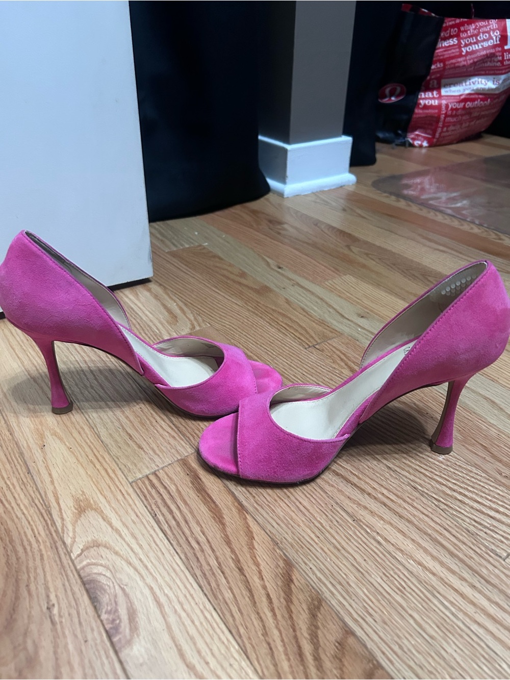 Vince Camuto Pink Suede Peep Toe Heels - Picture 3 of 7
